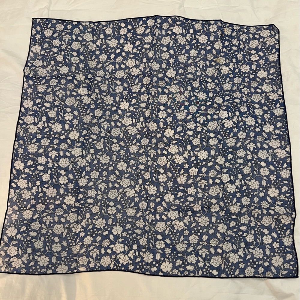 Floral Navy and White square scarf